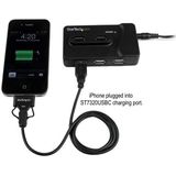 StarTech 7-poorts USB 3.0/2.0 Hub met oplader (USB-B, 7 Havens), Docking station + USB-hub, Zwart