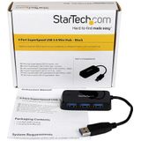 StarTech.com Draagbare 4-poorts SuperSpeed USB 3.0 hub - 5Gbps - zwart