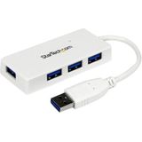 StarTech.com Draagbare 4-poorts SuperSpeed USB 3.0 hub - 5Gbps - wit