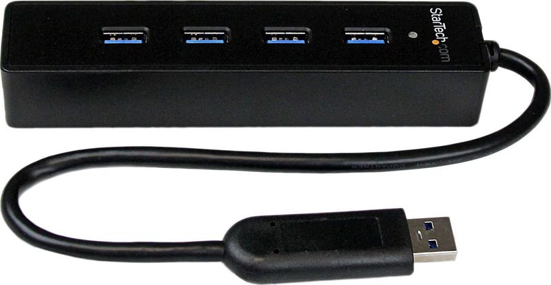StarTech.com 4-poorts draagbare SuperSpeed USB 3.0-hub met geintegreerde kabel - 5Gbps