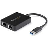 StarTech.com USB 3.0 naar 2-poorts gigabit Ethernet-adapter NIC met USB-poort