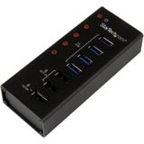 StarTech.com 4-poorts gevoede USB 3.0 hub met 3 speciale USB-laadpoorten (2 x 1 A & 1 x 2 A) - 5Gbps - op de wand monteerbare metalen behuizing