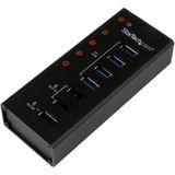 StarTech USB-A Hub - 4x USB-A - 3x USB Oplaadpoort - Gevoed - USB 3.2 Gen 1 - Zwart