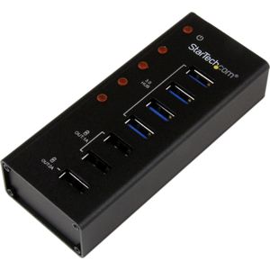 StarTech 4-poorts gevoede USB 3.0 hub met 3 speciale USB-laadpoorten (2 x 1 A & 1 x 2 A) - 5Gbps - op de wand monteerbare metalen behuizing