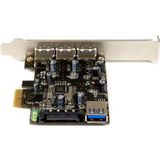 StarTech - 4-poorts PCI Express USB 3.0 Kaart - Zwart - Inclusief Externe en Interne Poorten