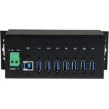 StarTech.com 7-Port USB 3.0 Hub - 5Gbps - Metalen Industriële USB-A Hub met ESD-bescherming & 350W overspanningsbeveiliging - Din Rail/Wand/Bureau Monteerbaar - TAA Compliant USB Expander Hub