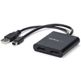 MST - Hub - DisplayPort - Zwart - USB Voeding - Voor Mini DisplayPort