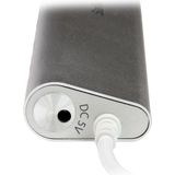 7 Poorts compacte aluminium USB 3.0 hub met geintegreerde kabel - zilver