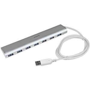 StarTech 7 Poorts compacte aluminium USB 3.0 hub met geintegreerde kabel - zilver