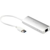 USB 3.0 Hub met Ethernet Adapter - 3 Poorts - Aluminium