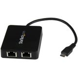 StarTech.com USB-C naar dual Gigabit Ethernet adapter met USB (Type-A) poort