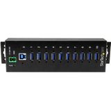 StarTech.com 10-Port USB 3.0 Hub - 5Gbps - Metalen Industriële USB-A Hub met ESD & Overspanningsbeveiliging - Din Rail, Muur of Bureau Monteerbaar - TAA Compliant USB Expander Hub