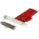 M.2 SSD Controllerkaart - PCI Express - Voor 2 M.2 SATA SSD's