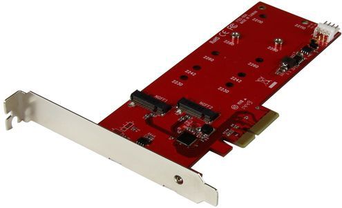 M.2 SSD Controllerkaart - PCI Express - Voor 2 M.2 SATA SSD's