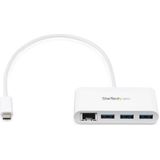 StarTech.com 3-poorts USB 3.0 Hub met Gigabit Ethernet - 5Gbps - USB-C - wit