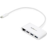 StarTech.com 3-poorts USB 3.0 Hub met Gigabit Ethernet - 5Gbps - USB-C - wit
