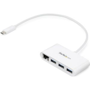 StarTech.com 3-poorts USB 3.0 Hub met Gigabit Ethernet - 5Gbps - USB-C - wit