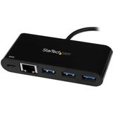 StarTech.com USB-C naar Ethernet adapter met 3 poorts USB 3.0 hub en Power Delivery