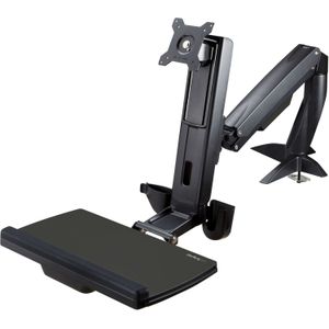 StarTech Zit Sta Monitor Arm - Verstelbare Sit-Stand Bureau Arm voor Single 27 inch Display - VESA Mount - Ergonomisch Full Motion Statafel Converter met Keyboard Tray