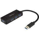 4-poorts USB 3.2 Gen 1 Hub - Zwart - Compact - Inclusief Voedingsadapter