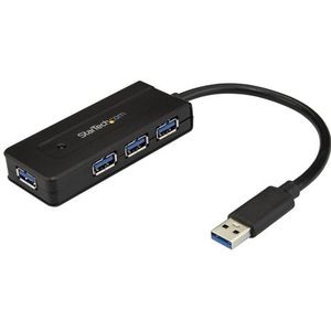 4-poorts USB 3.2 Gen 1 Hub - Zwart - Compact - Inclusief Voedingsadapter
