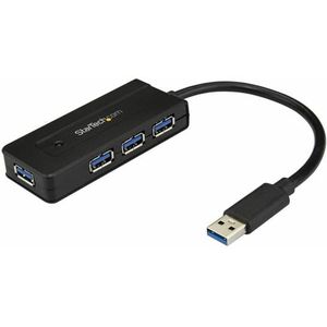 StarTech.com USB-hub 3.0 – dockingstation met 4 poorten SuperSpeed 5 Gbps met snel opladen USB 3.1 Gen 1 Type A voor vaste PC/laptop – stroomvoorziening via USB-bus of auto-voeding Mini/Compact – zwart (ST4300MINI)