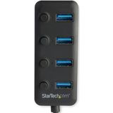StarTech.com 4 Port USB 3.0 Hub - USB-A naar 4x USB 3.0 Type-A met 1x On/Off Switch per Poort - SuperSpeed USB 3.2 Gen 1 (5Gbps) - USB Bus Powered - Compact - 25cm Kabel