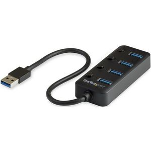 StarTech.com 4 Port USB 3.0 Hub - USB-A naar 4x USB 3.0 Type-A met 1x On/Off Switch per Poort - SuperSpeed USB 3.2 Gen 1 (5Gbps) - USB Bus Powered - Compact - 25cm Kabel