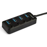 StarTech.com 4 Port USB-C Hub - USB-C naar 4x USB 3.0 Type-A met Individuele On/Off Port Switches - SuperSpeed USB 3.2 Gen 1 (5Gbps) - USB Bus Powered - Mobiel ontwerp - 25cm Kabel
