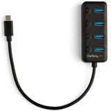 StarTech.com 4 Port USB-C Hub - USB-C naar 4x USB 3.0 Type-A met Individuele On/Off Port Switches - SuperSpeed USB 3.2 Gen 1 (5Gbps) - USB Bus Powered - Mobiel ontwerp - 25cm Kabel