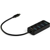 StarTech.com 4 Port USB-C Hub - USB-C naar 4x USB 3.0 Type-A met Individuele On/Off Port Switches - SuperSpeed USB 3.2 Gen 1 (5Gbps) - USB Bus Powered - Mobiel ontwerp - 25cm Kabel
