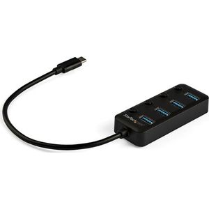 StarTech.com 4 Port USB-C Hub - USB-C naar 4x USB 3.0 Type-A met Individuele On/Off Port Switches - SuperSpeed USB 3.2 Gen 1 (5Gbps) - USB Bus Powered - Mobiel ontwerp - 25cm Kabel