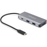 StarTech 4-poorts USB-C hub (USB-C, 4 Havens), Docking station + USB-hub, Zwart, Grijs