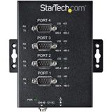 StarTech.com 4 Port Seriële USB Hub naar RS-232/422/485 Adapter, Industriële USB 2.0 naar DB9 Serial Converter Hub, IP30 Rated, Din Rail Monteerbare Metalen Seriële Hub, 15 kV ESD Bescherming