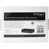 StarTech.com 2 Port DisplayPort KVM Switch, 4K 60Hz, Single Display, Dual Port UHD DP 1.2 USB KVM Switch met Geïntegreerde USB 3.0 Hub & Audio, Dell HP Apple Lenovo, TAA Compliant