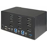 StarTech.com 2 Port Triple Monitor KVM HDMI Switch, 4K 60Hz Ultra HD HDR, Desktop Hub 4K HDMI 2.0 KVM Schakelaar met 2x USB 3.0 (5Gbps) & 4x USB 2.0 HID, Audio, Hotkey Switching, TAA