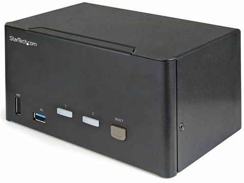 StarTech.com 2 Port Triple Monitor KVM HDMI Switch, 4K 60Hz Ultra HD HDR, Desktop Hub 4K HDMI 2.0 KVM Schakelaar met 2x USB 3.0 (5Gbps) & 4x USB 2.0 HID, Audio, Hotkey Switching, TAA