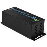 StarTech.com 7-Port USB 3.0 Hub met Power Adapter - Metalen Industriële USB-A Hub met ESD & 350W Overspanningsbeveiliging - Din Rail/Wand/Bureau Monteerbaar - High Speed USB 3.2 Gen 1 (5Gbps) Hub