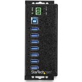 StarTech.com 7-Port USB 3.0 Hub met Power Adapter - Metalen Industriële USB-A Hub met ESD & 350W Overspanningsbeveiliging - Din Rail/Wand/Bureau Monteerbaar - High Speed USB 3.2 Gen 1 (5Gbps) Hub