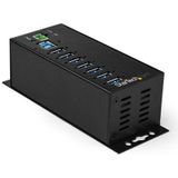 StarTech.com 7-Port USB 3.0 Hub met Power Adapter - Metalen Industriële USB-A Hub met ESD & 350W Overspanningsbeveiliging - Din Rail/Wand/Bureau Monteerbaar - High Speed USB 3.2 Gen 1 (5Gbps) Hub