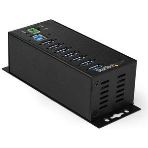 StarTech.com 7-Port USB 3.0 Hub met Power Adapter - Metalen Industriële USB-A Hub met ESD & 350W Overspanningsbeveiliging - Din Rail/Wand/Bureau Monteerbaar - High Speed USB 3.2 Gen 1 (5Gbps) Hub