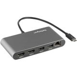 StarTech.com Thunderbolt 3 Mini Dock, Draagbare Dual Monitor Docking Station met HDMI 4K 60Hz, 2x USB-A Hub (USB 3.0/2.0), GbE, 28cm Kabel, TB3 Multiport Adapter, Mac/Windows