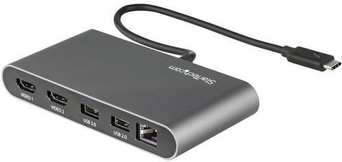 StarTech.com Thunderbolt 3 Mini Dock, Draagbare Dual Monitor Docking Station met HDMI 4K 60Hz, 2x USB-A Hub (USB 3.0/2.0), GbE, 28cm Kabel, TB3 Multiport Adapter, Mac/Windows
