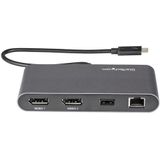 StarTech.com Thunderbolt 3 Mini Dock, Draagbare Dual Monitor Docking Station met DP 4K 60Hz, 1x USB-A Hub (USB 3.0/5 Gbps), GbE, 28cm Kabel, TB3 Multiport Adapter, Mac/Windows