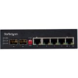 StarTech.com Industrial 6 Port Gigabit Ethernet Switch 4 PoE RJ45 +2 SFP Slots 30W PoE+ 48VDC 101001000 Power Over Ethernet LAN Switch -40C to 75C