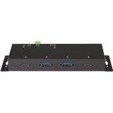 StarTech.com 4 Port USB C Hub 10Gbps - Industrial USB-C Hub - 2x USB-C & 2x USB-A - ESD Overspanningsbeveiliging - USB-C of USB-A Host - Monteerbare Metalen USB 3.2 Gen 2 Type-C Hub met Voeding