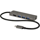 StarTech.com USB-C multiport adapter – adapter USB-C naar HDMI 2.0b 4K 60Hz (HDR10), stroomvoorziening 100W PT, Hub 4 poorten USB 3.0 – Mini Dock USB Type C – geïntegreerde kabel 30 cm (DKT30CHPD3)