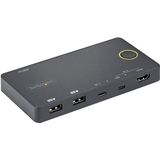 StarTech.com 2 Port Hybride USB-A + HDMI & USB-C KVM Switch - Enkele 4K 60Hz HDMI 2.0 Monitor - Compacte Desktop en/of Laptop HDMI KVM Switch - USB Bus Powered - Thunderbolt 3 Compatibel