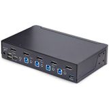 StarTech.com 4-Port DisplayPort KVM Switch, 8K 60Hz / 4K 144Hz, Single Display, DP 1.4, 2x USB 3.0 Ports, 4x USB 2.0 HID Ports, Drukknop & Hotkey Schakelaar, TAA Compliant, OS Onafhankelijk, Metalen Behuizing