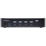 StarTech.com 4-Port DisplayPort KVM Switch, 8K 60Hz / 4K 144Hz, Single Display, DP 1.4, 2x USB 3.0 Ports, 4x USB 2.0 HID Ports, Drukknop & Hotkey Schakelaar, TAA Compliant, OS Onafhankelijk, Metalen Behuizing